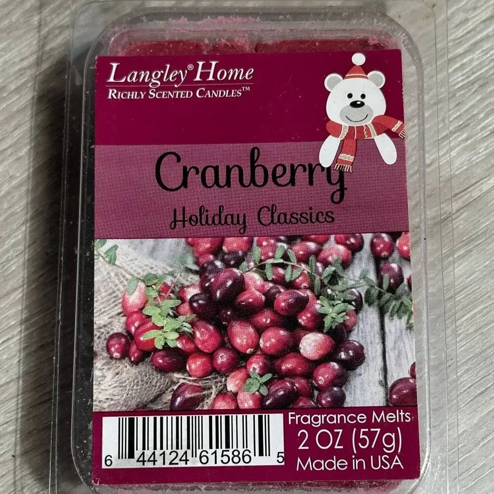 Langley Home Richly Scented Candles Fragrance Melts Cranberry Holiday Classics